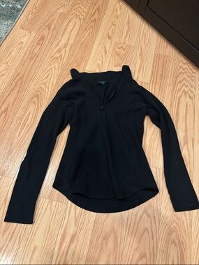Ralph Lauren Black Ribbed Half-Zip Sweater